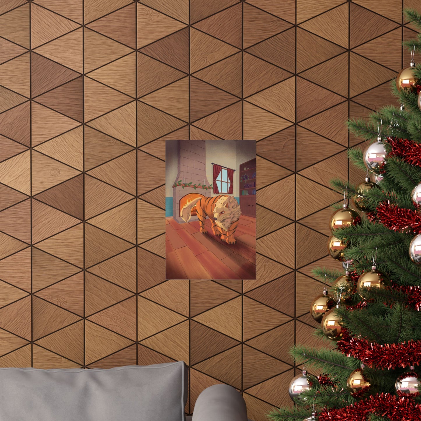 Tiger in Cozy Hearth Matte Poster