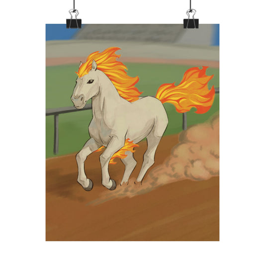 Flaming Mane Horse Matte Vertical Poster