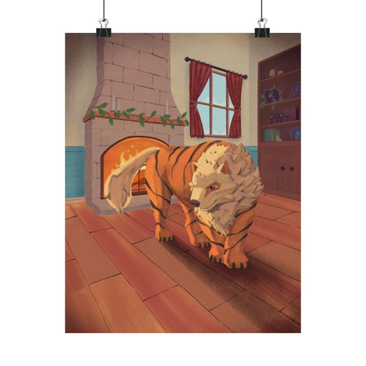 Tiger in Cozy Hearth Matte Poster