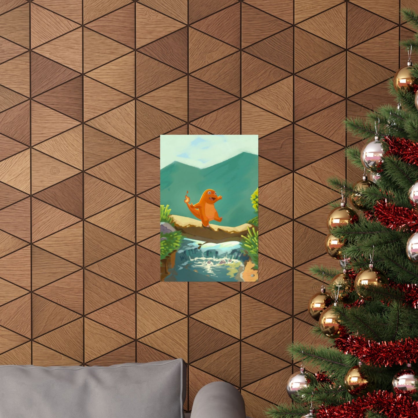 Little Orange Lizard Mountain Walk Poster