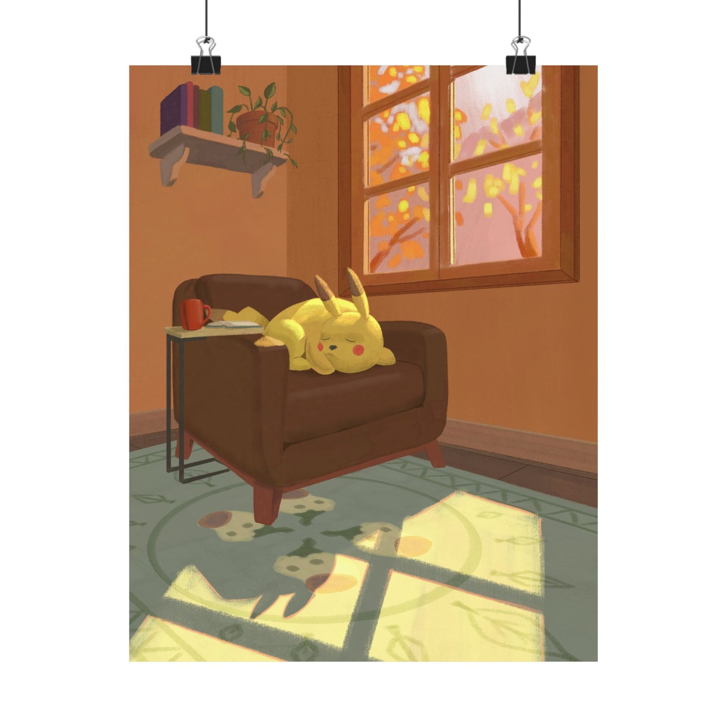 Cozy Yellow Kitty Sunlit Room Poster