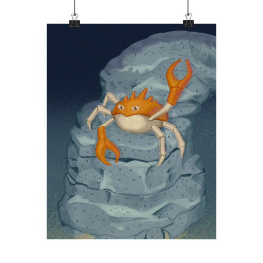 Crab on Rock Poster