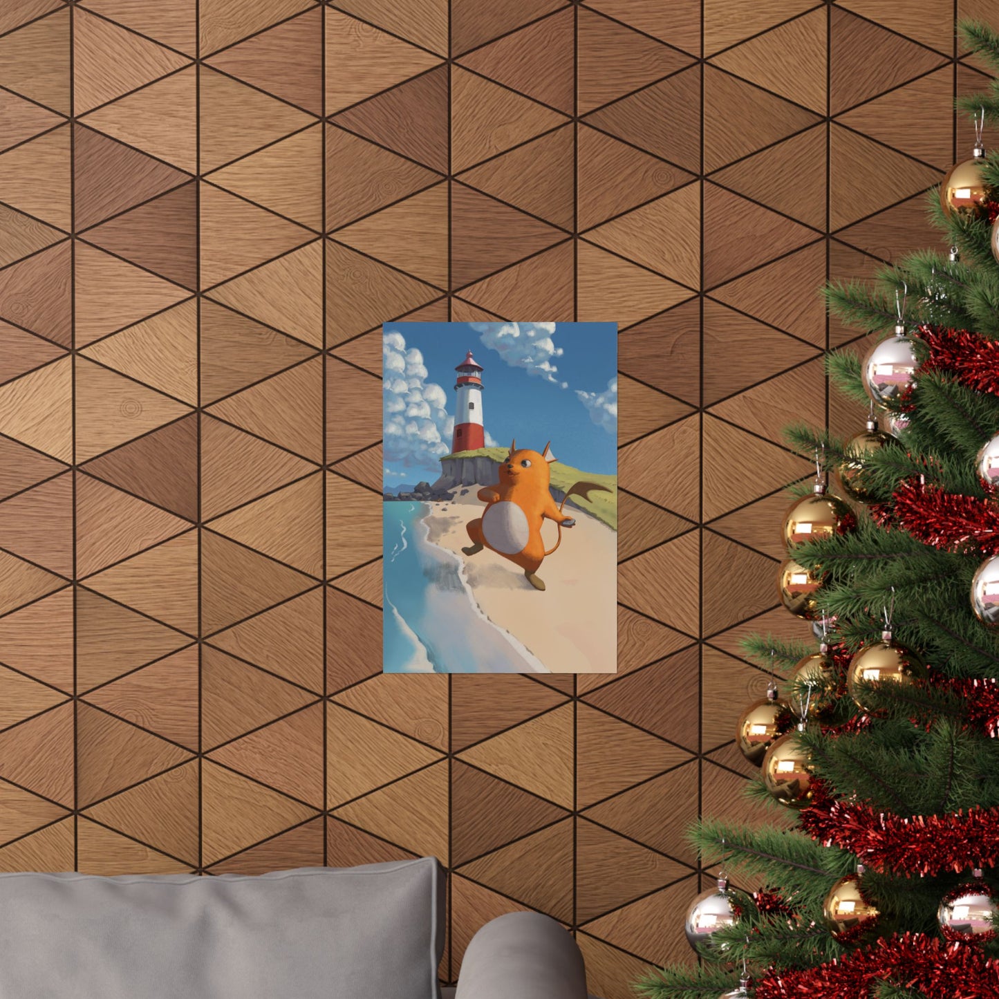 Lighthouse Beach Cute Creature Poster