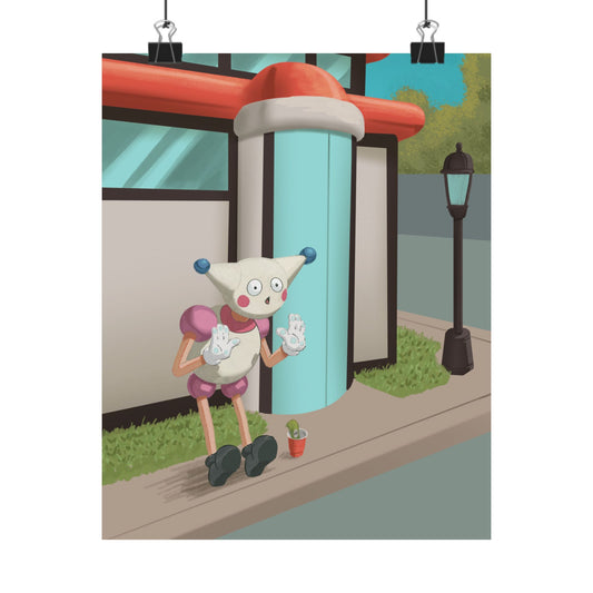 Mime at Bus Stop Poster
