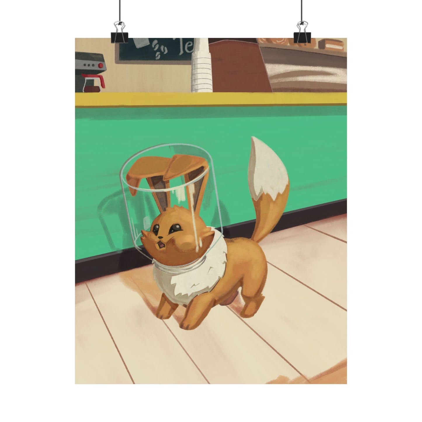 Cute Fox in Helmet Matte Vertical Poster