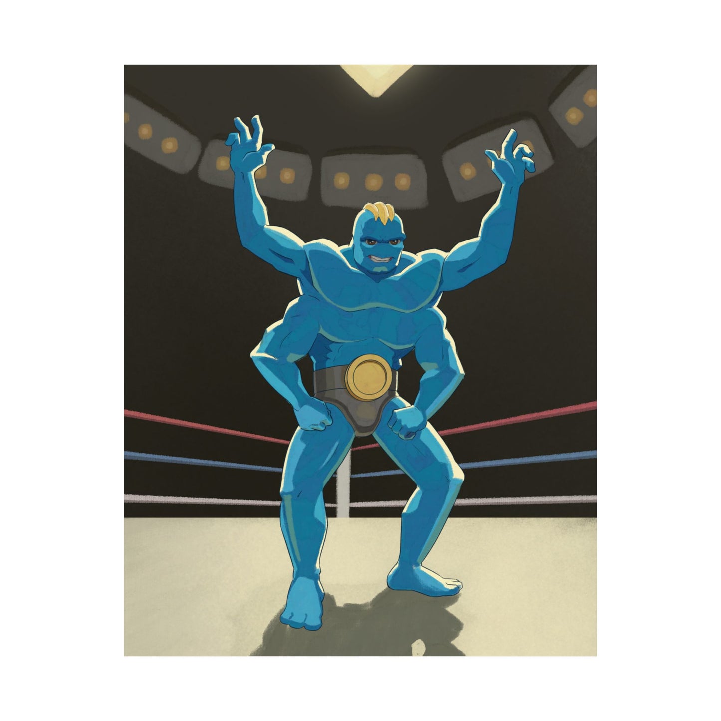 Blue Four-Armed Wrestler Poster