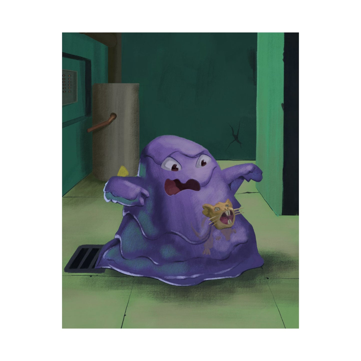 PopKnuckle: From Memory Series — Purple Slime Monster Art Print
