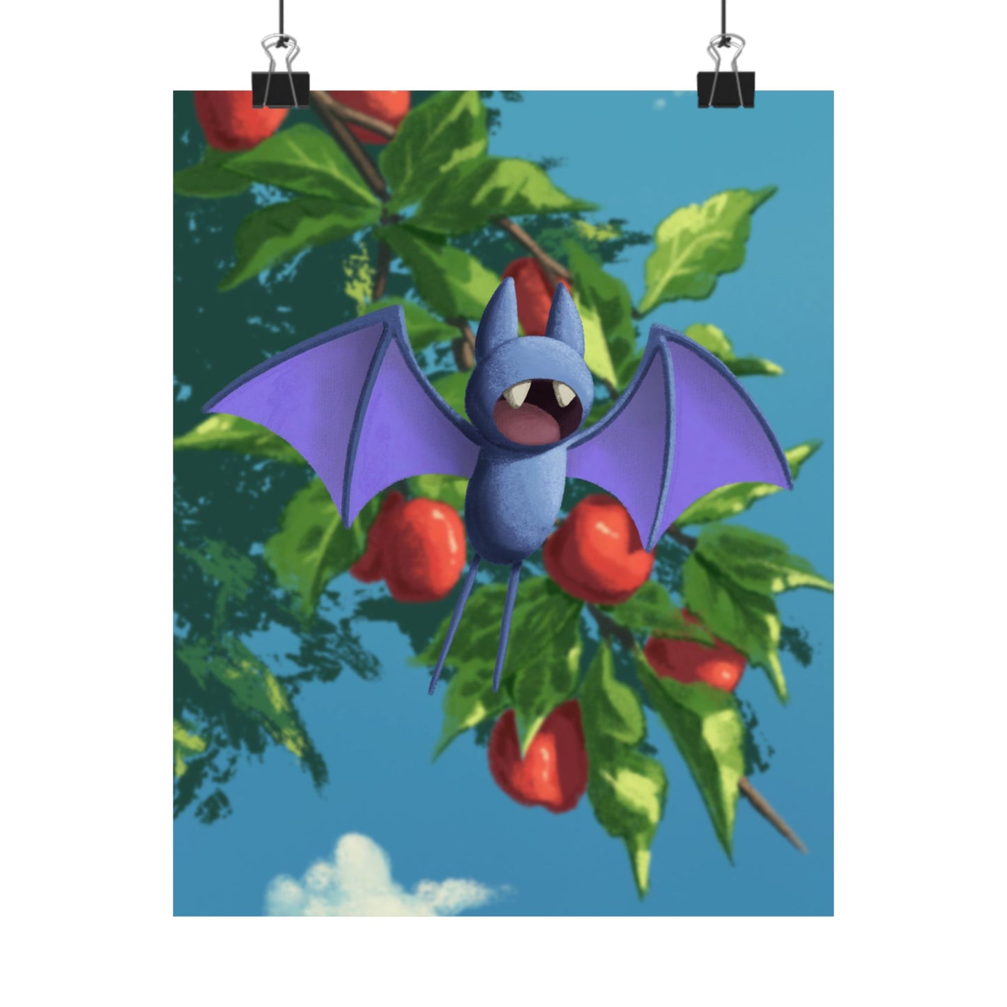 Bat Cherry Tree Matte Poster