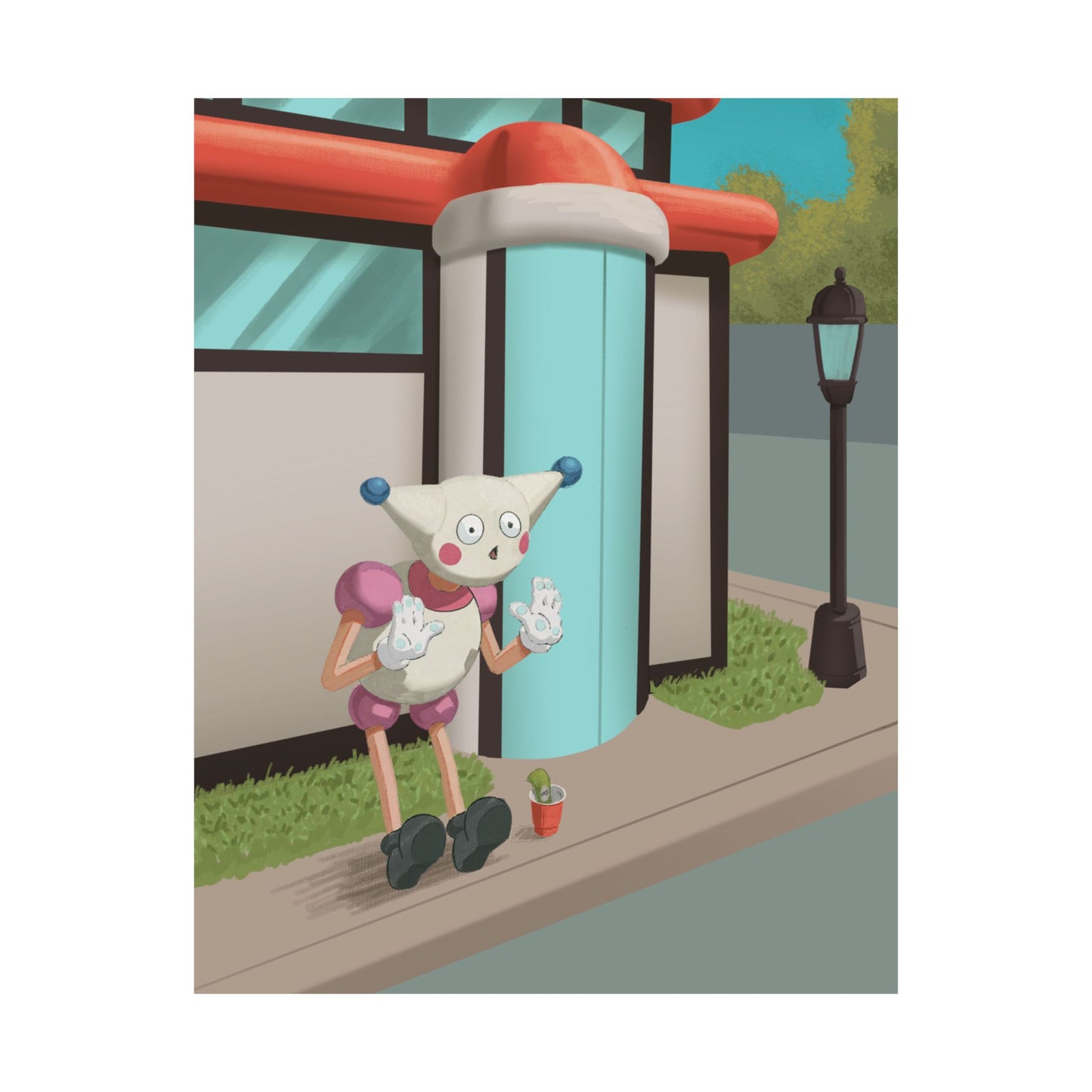 Mime at Bus Stop Poster