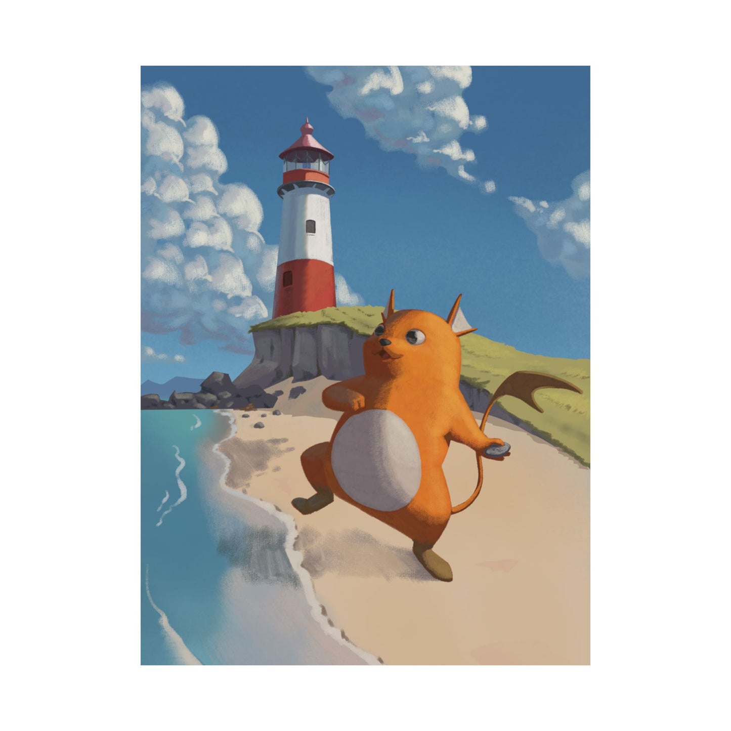 Lighthouse Beach Cute Creature Poster