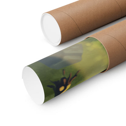 Green Bladed Creature Sunlit Forest Poster