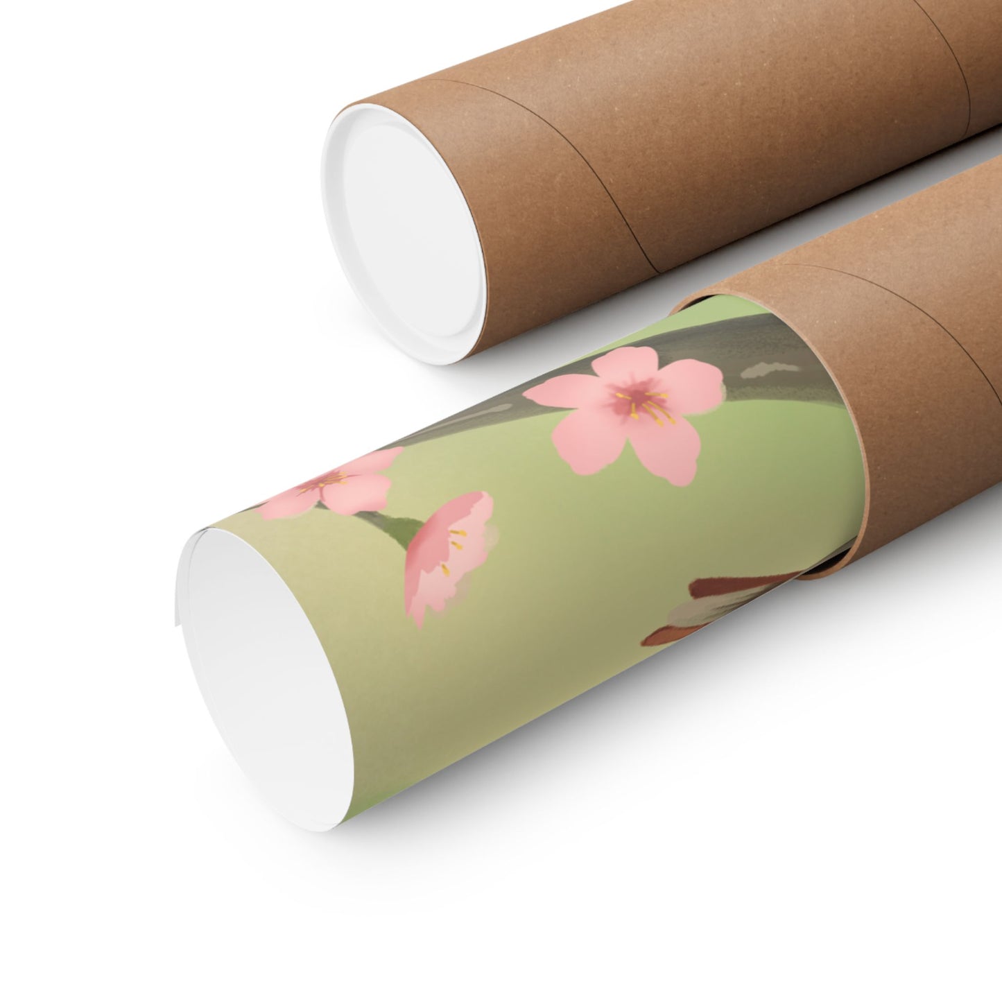 Bird on Cherry Blossom Branch Poster