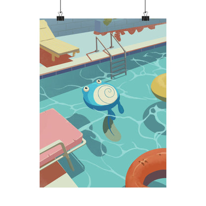 Pool Float Blue Frog Poster