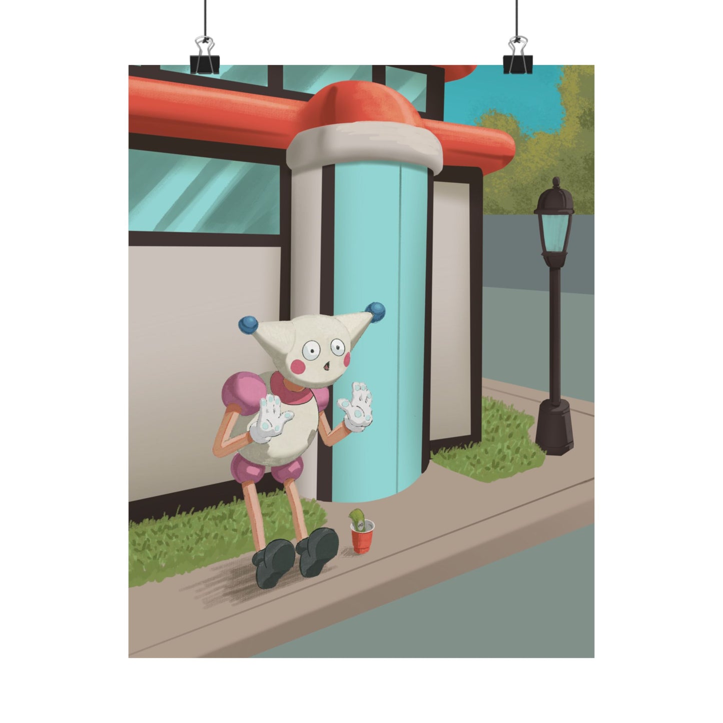 Mime at Bus Stop Poster