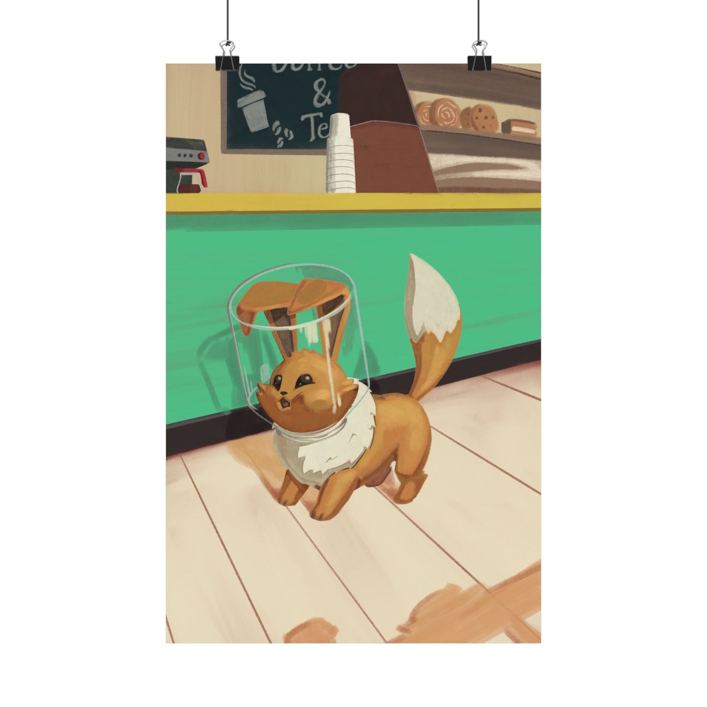 Cute Fox in Helmet Matte Vertical Poster