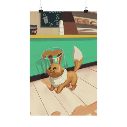 Cute Fox in Helmet Matte Vertical Poster