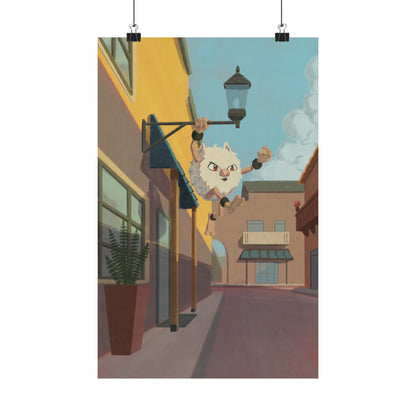 Playful Cat Leap Matte Poster