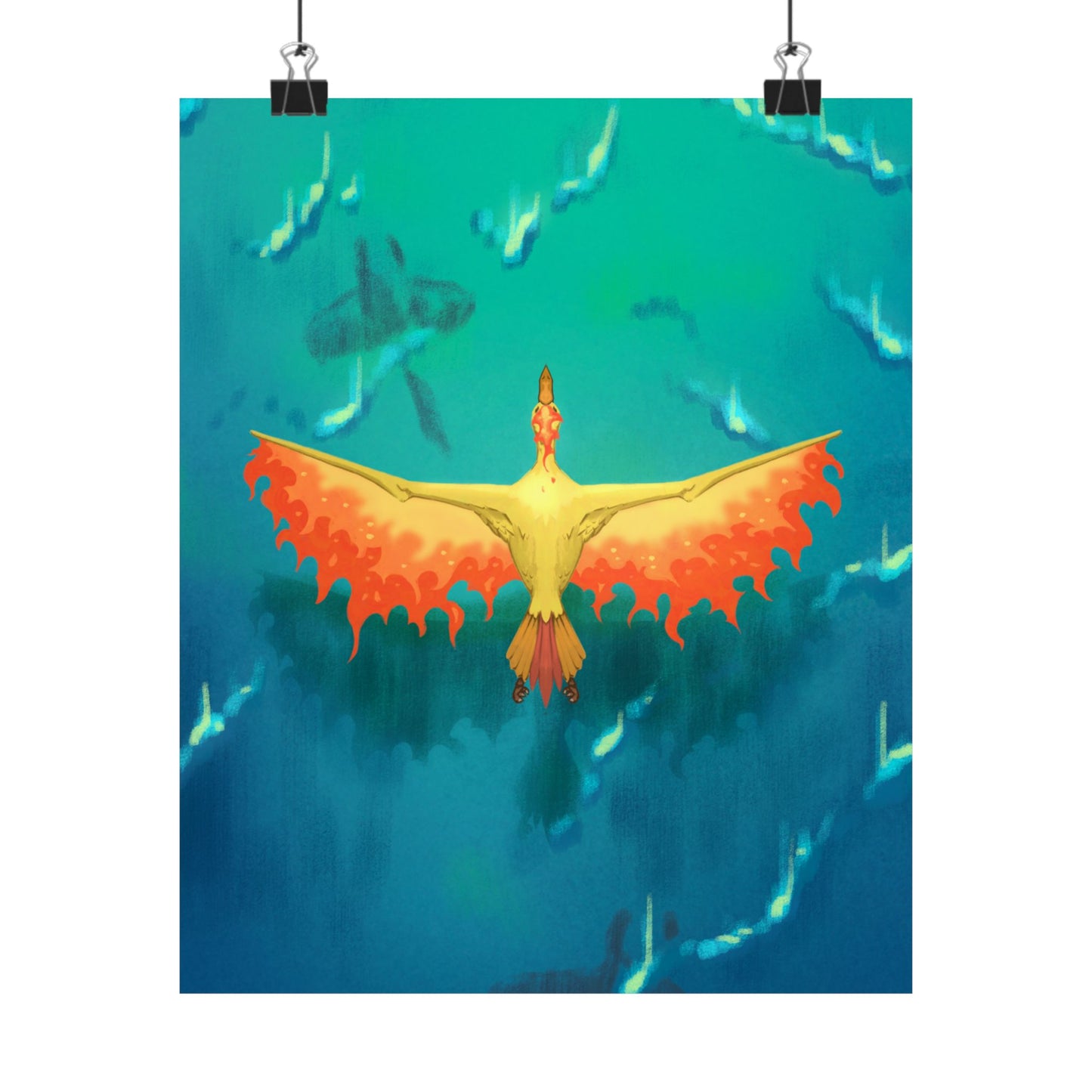Phoenix Over Ocean Matte Vertical Poster