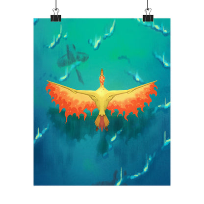 Phoenix Over Ocean Matte Vertical Poster