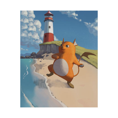 Lighthouse Beach Cute Creature Poster