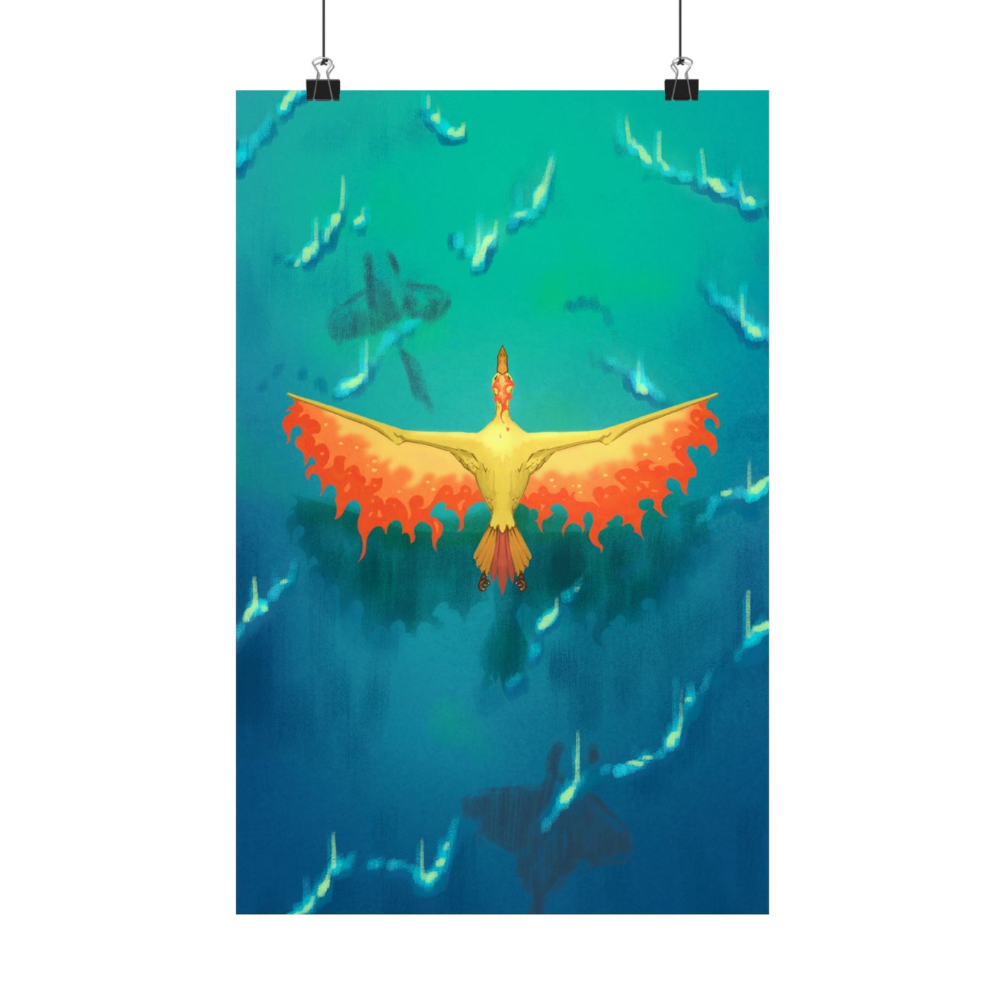 Phoenix Over Ocean Matte Vertical Poster