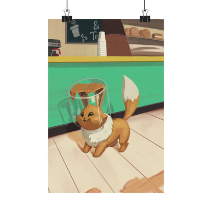 Cute Fox in Helmet Matte Vertical Poster