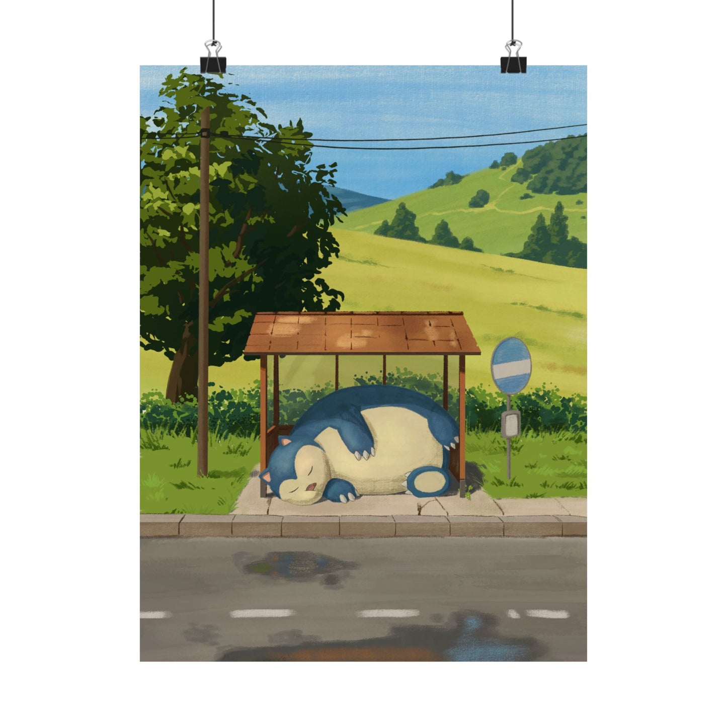 Sleepy Bus Stop Poster