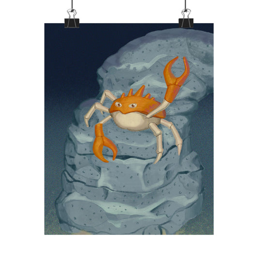 Crab on Rock Poster