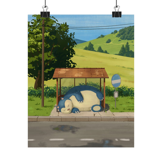 Sleepy Bus Stop Poster