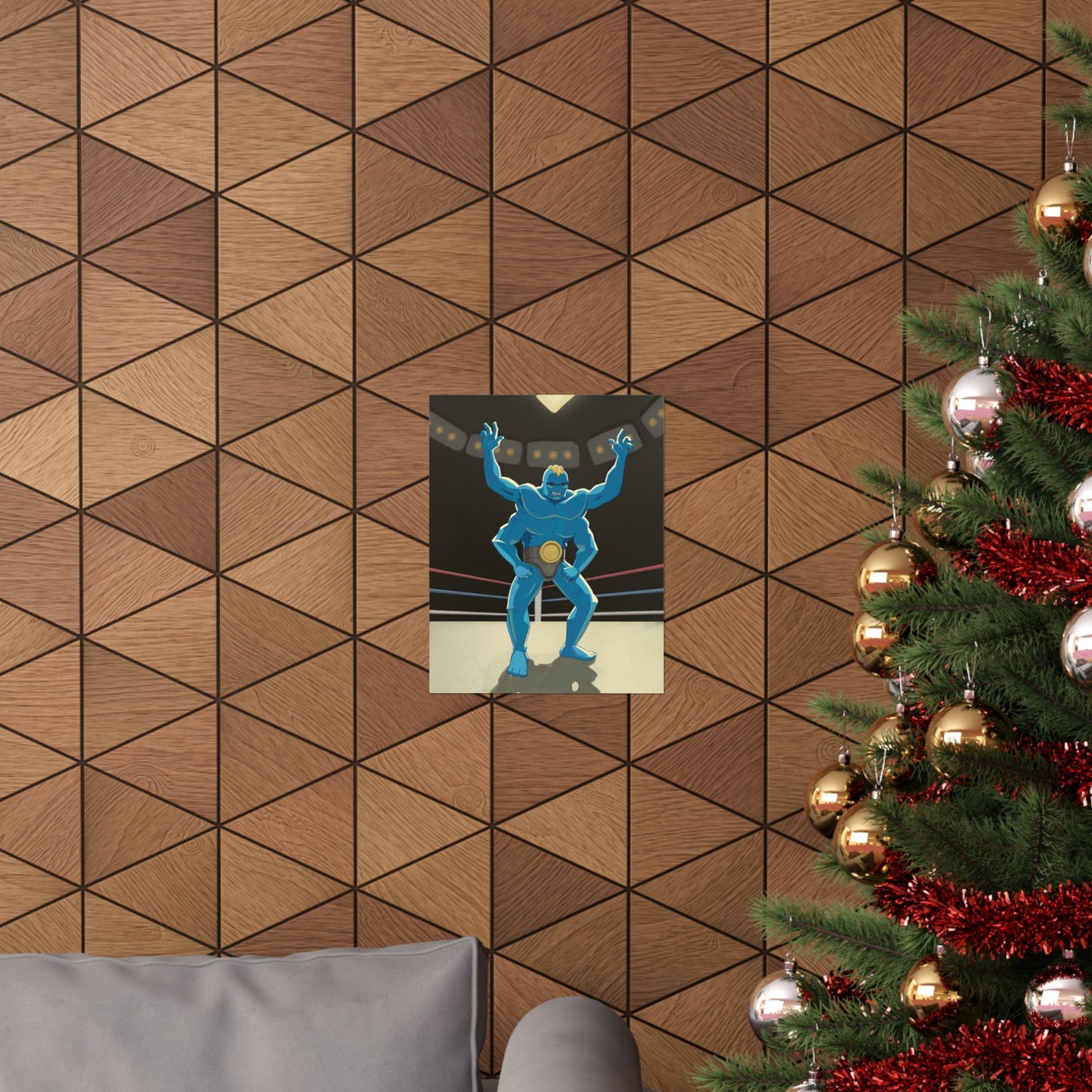 Blue Four-Armed Wrestler Poster