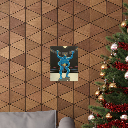 Blue Four-Armed Wrestler Poster