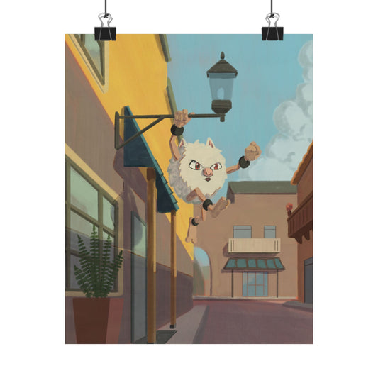 Playful Cat Leap Matte Poster