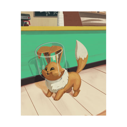 Cute Fox in Helmet Matte Vertical Poster