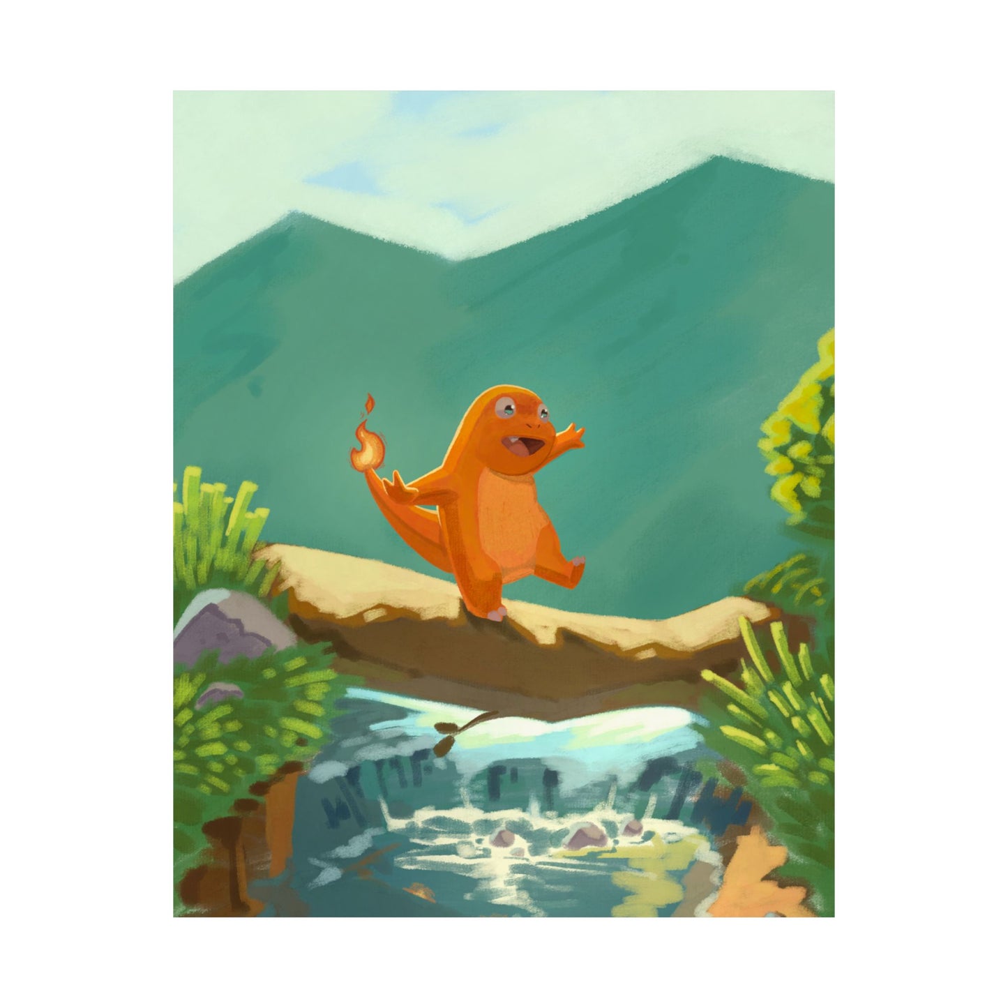 Little Orange Lizard Mountain Walk Poster