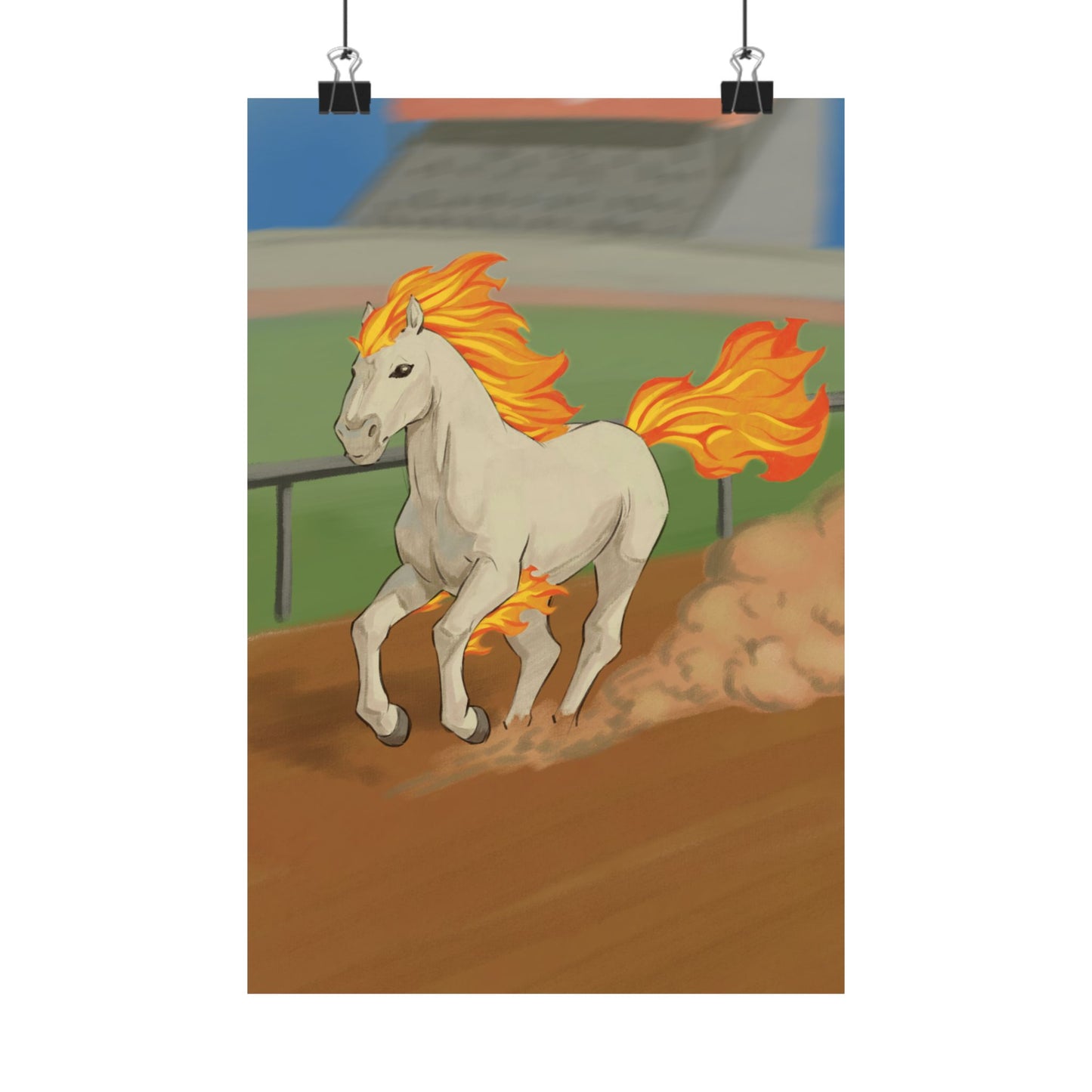 Flaming Mane Horse Matte Vertical Poster