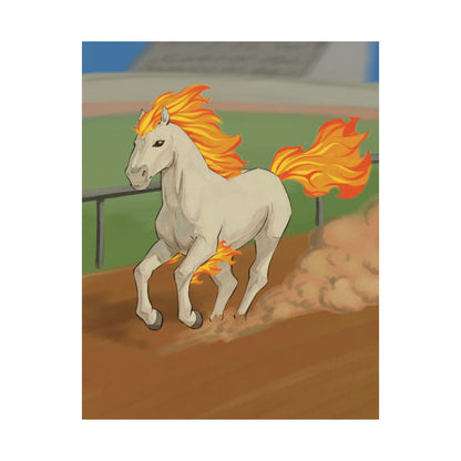 Flaming Mane Horse Matte Vertical Poster