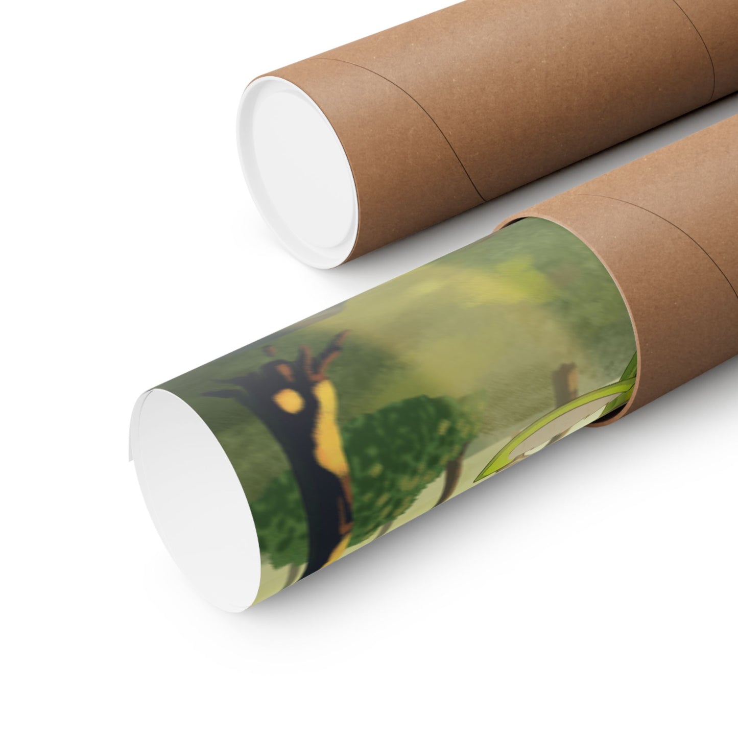 Green Bladed Creature Sunlit Forest Poster