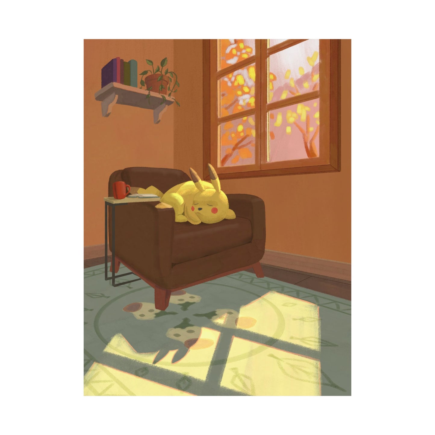 Cozy Yellow Kitty Sunlit Room Poster
