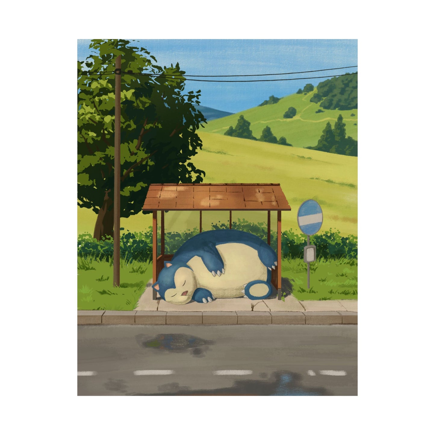 Sleepy Bus Stop Poster