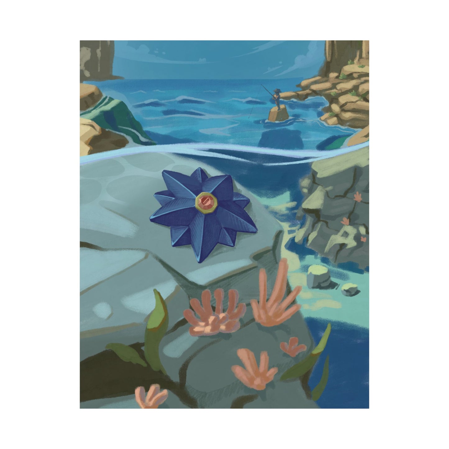 Ocean Cliff Blue Star Poster