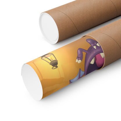 Cute Purple Bat Monster Poster