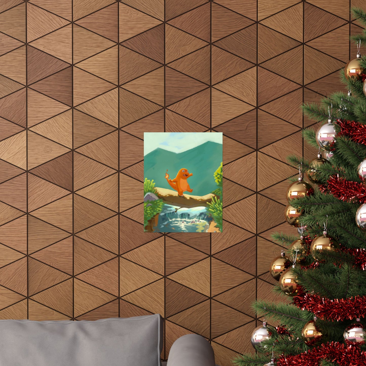 Little Orange Lizard Mountain Walk Poster
