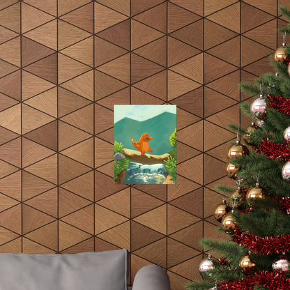 Little Orange Lizard Mountain Walk Poster