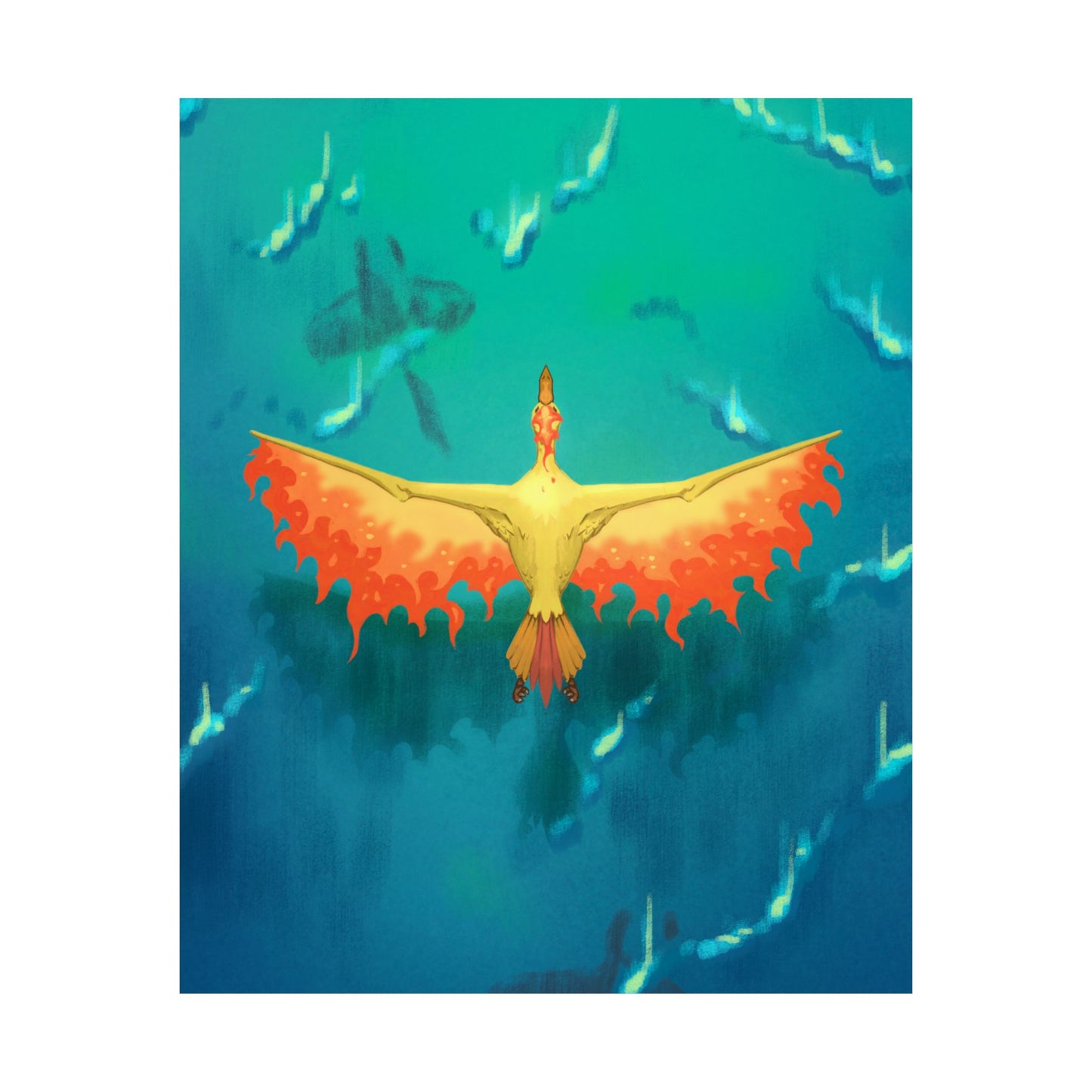 Phoenix Over Ocean Matte Vertical Poster