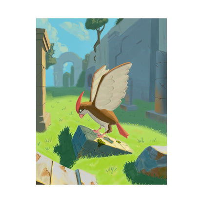 Vintage Fantasy Bird Scene Poster