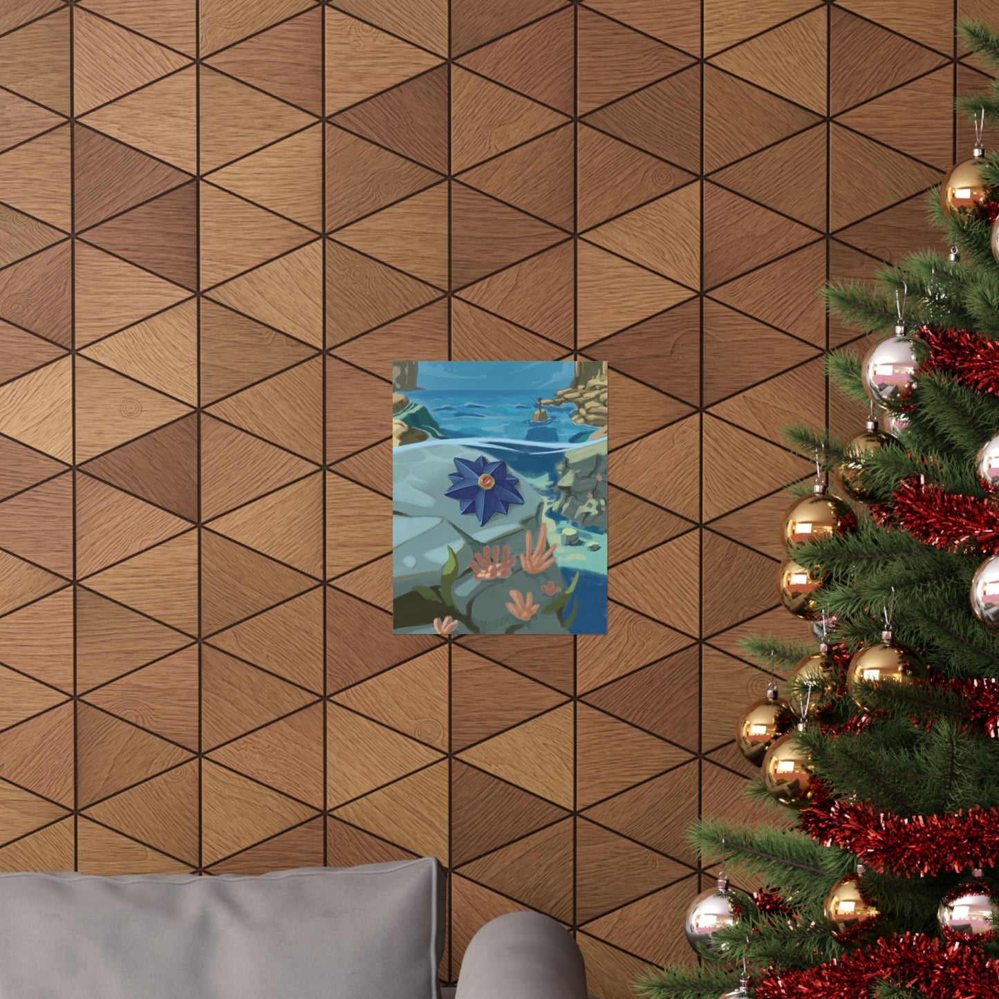 Ocean Cliff Blue Star Poster