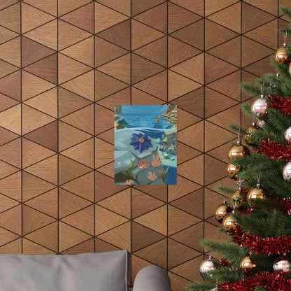 Ocean Cliff Blue Star Poster