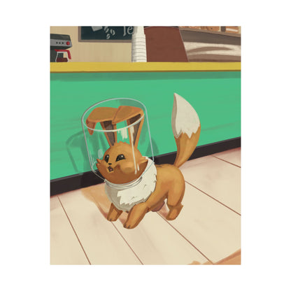 Cute Fox in Helmet Matte Vertical Poster