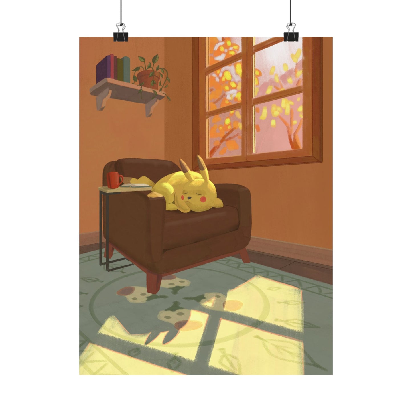 Cozy Yellow Kitty Sunlit Room Poster
