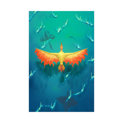 Phoenix Over Ocean Matte Vertical Poster